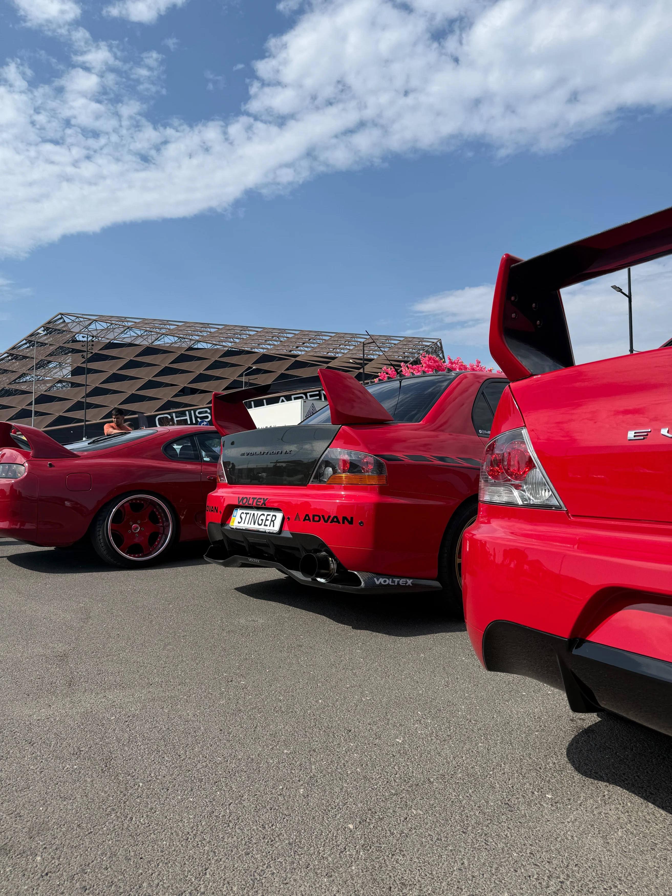 Red Modified Japanese Sports Cars Meetup - car-meet, car-show, modified, red, bright-red, japanese-cars, gullwing-doors