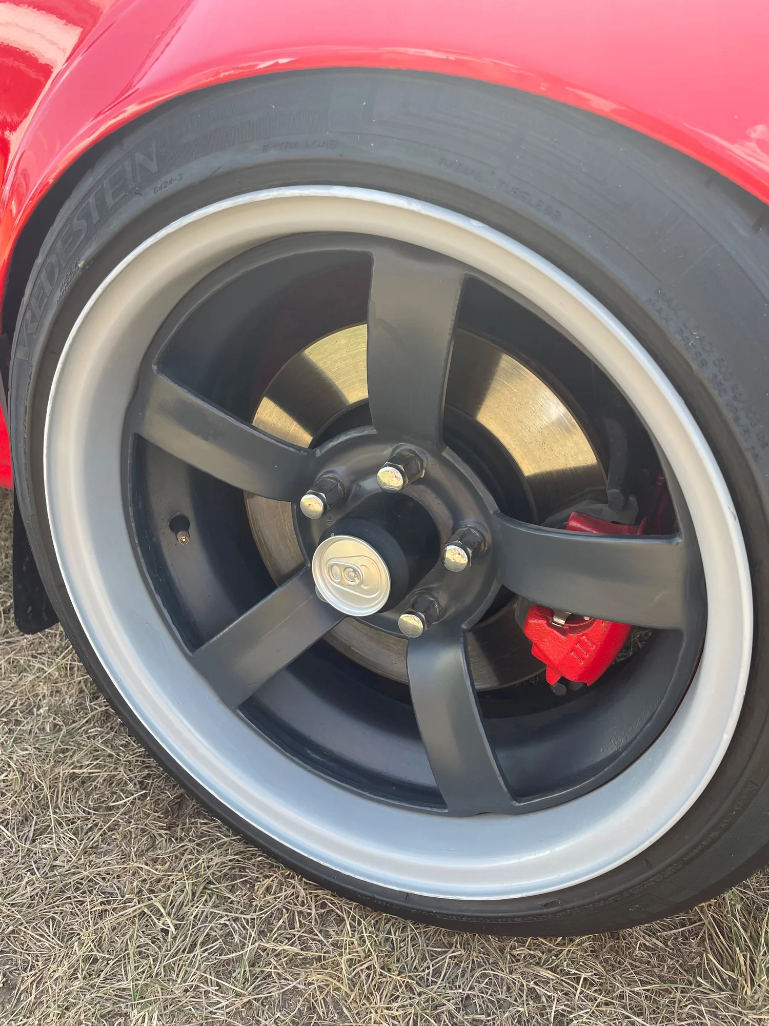 Classic Red Muscle Car with Vintage Wheels - wheel, alloy-wheel, black-wheels, white-wall-tire, custom-wheel, muscle car, classic wheels, vintage style