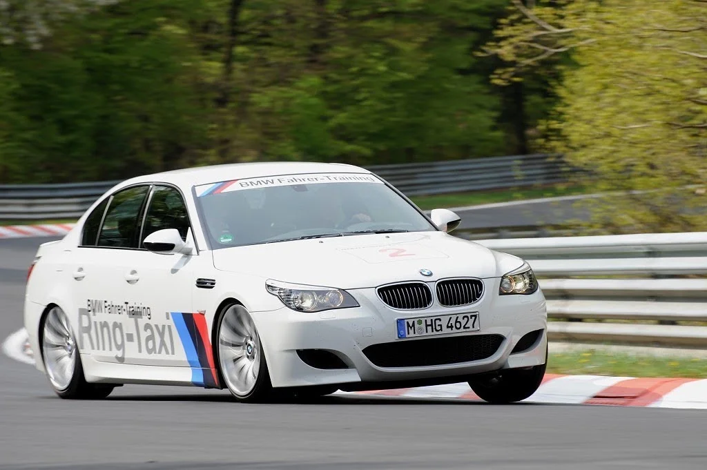 BMW M5 Ring Taxi on the Nürburgring - bmw, m5, e60, sedan, white, nürburgring