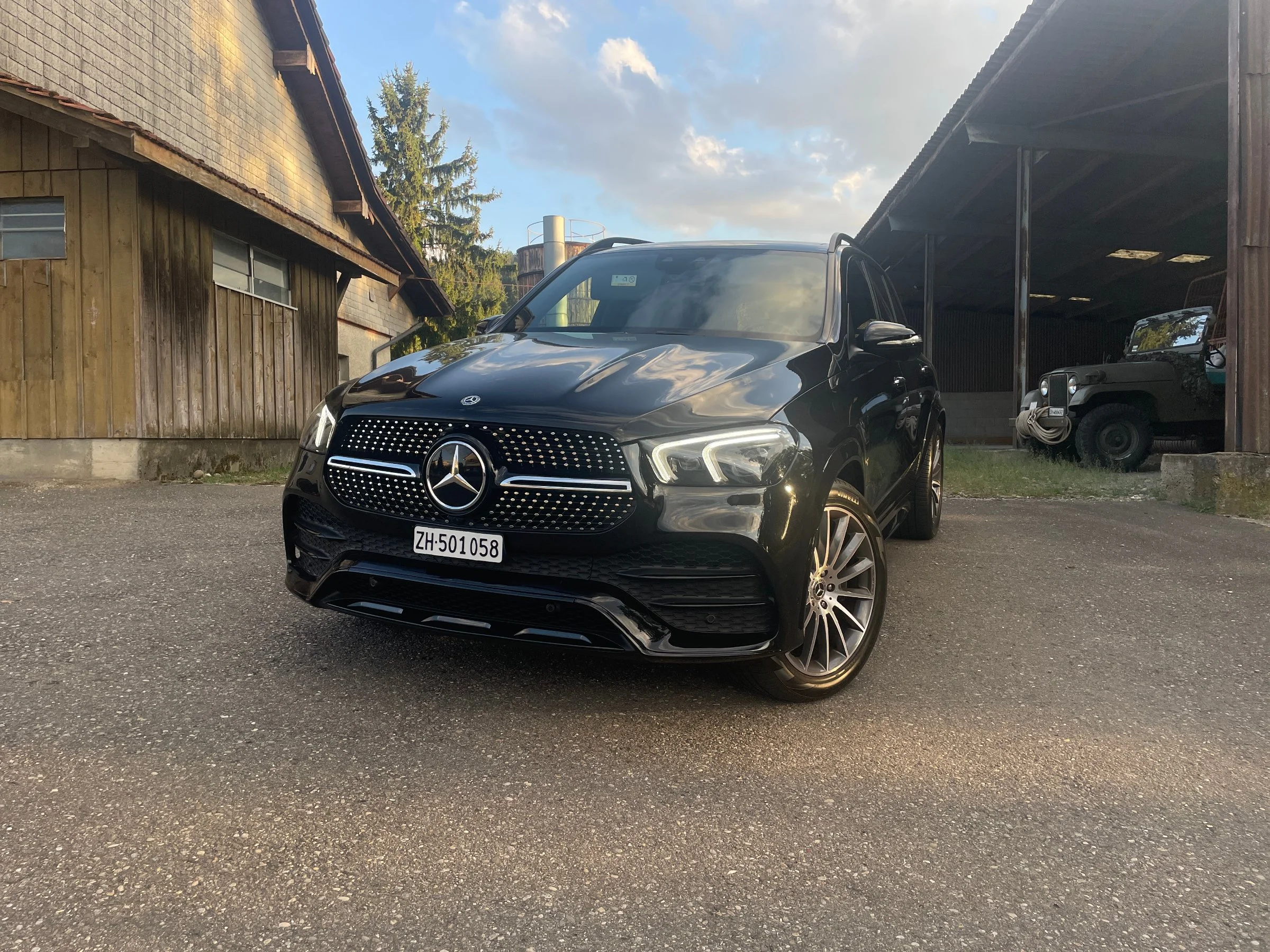 Sleek Mercedes GLE in Industrial Setting - mercedes-benz, gla, suv, black, metallic-black, mercedes, gle, luxury-suv