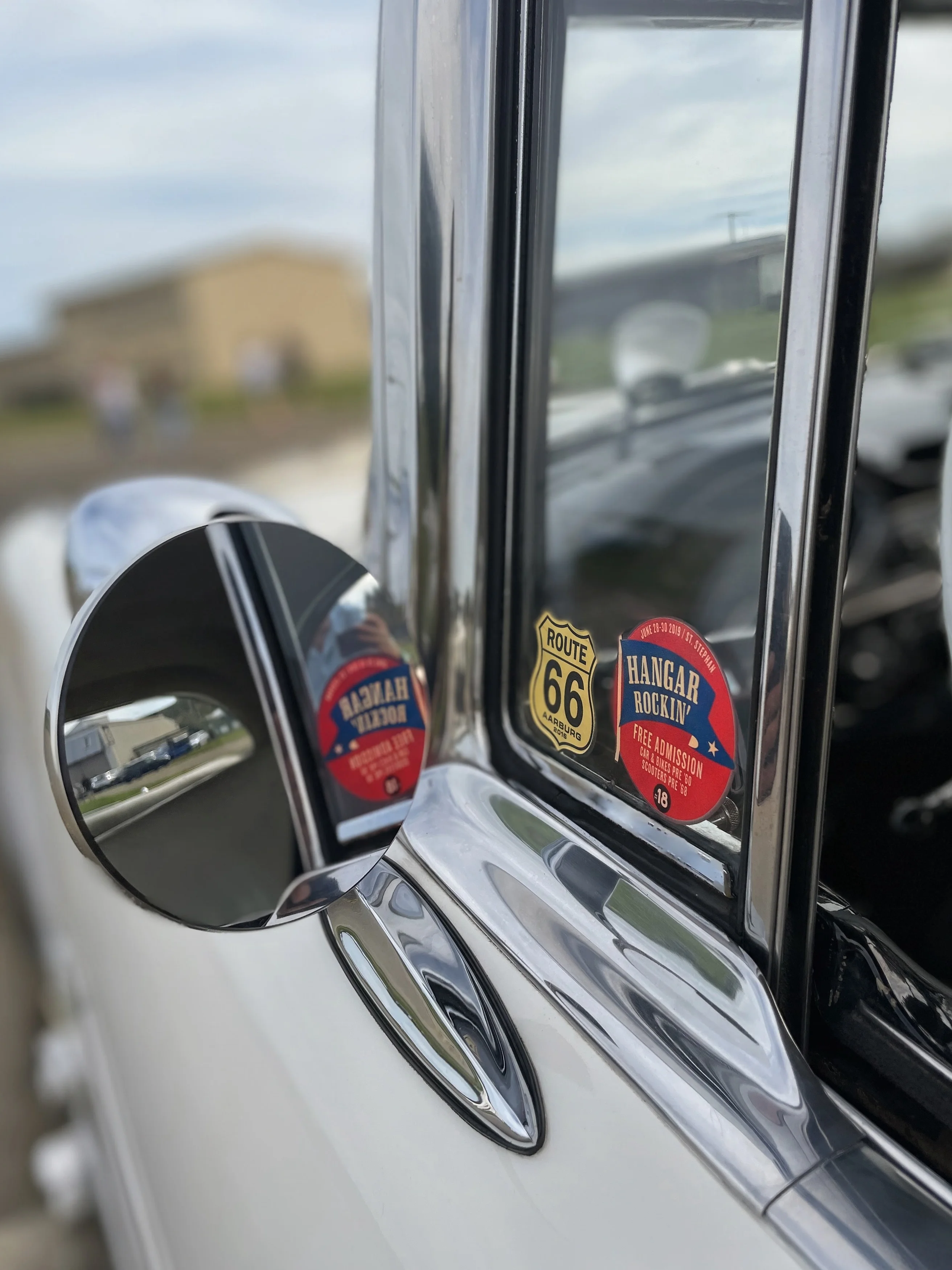 Classic Car at Route 66 Hangar - vintage, classic, white, chrome-mirror, side-mirror, classic-car, route66