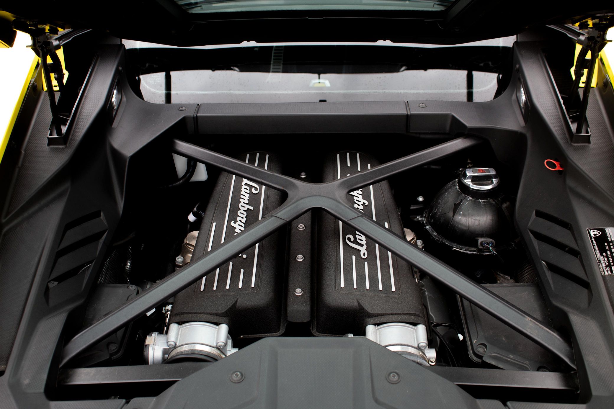 carsandbids.com - engine bay, v12, lamborghini, supercar, black engine cover