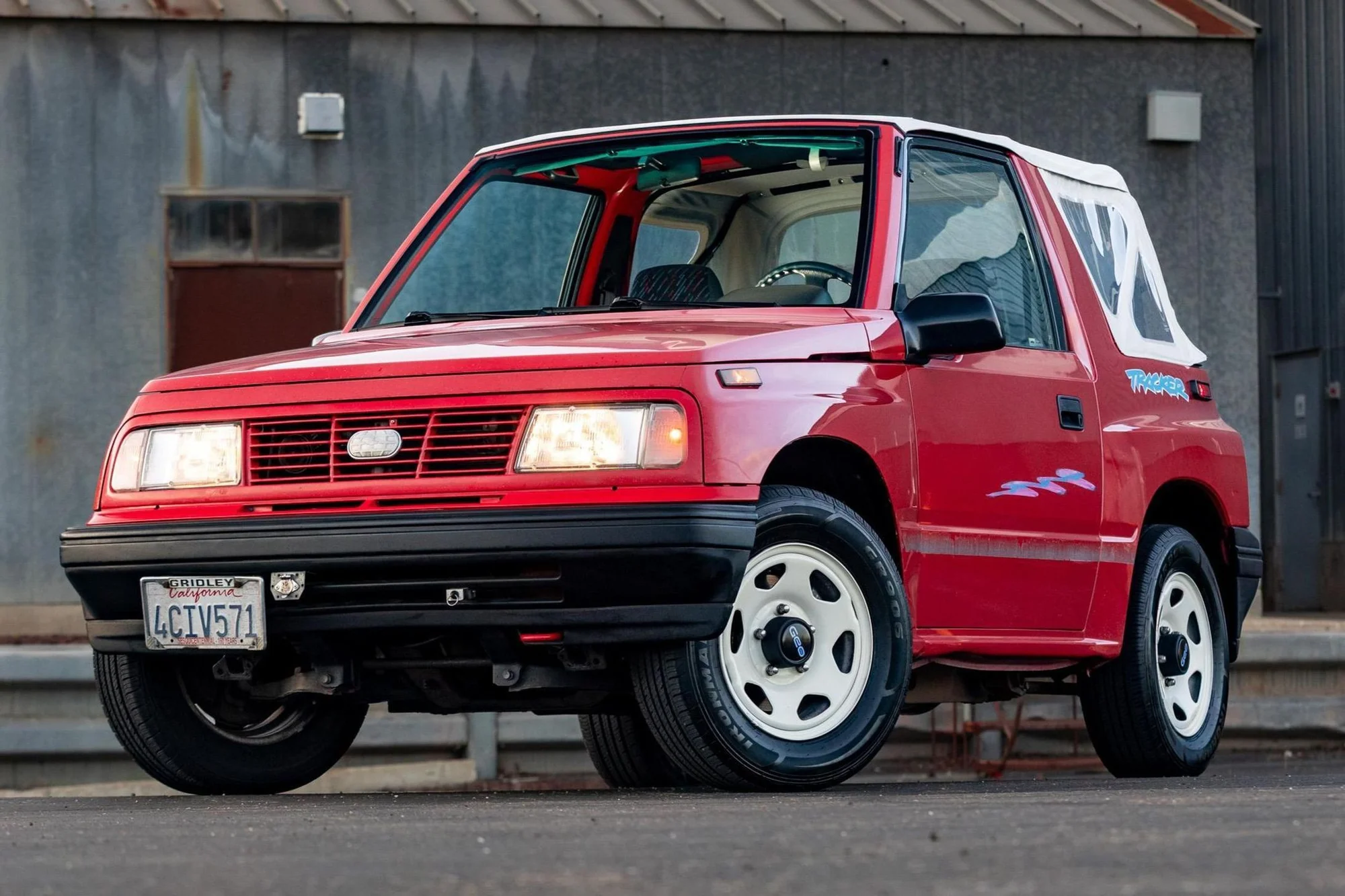 Red Geo Tracker Convertible - geo, tracker, convertible, soft top, compact truck