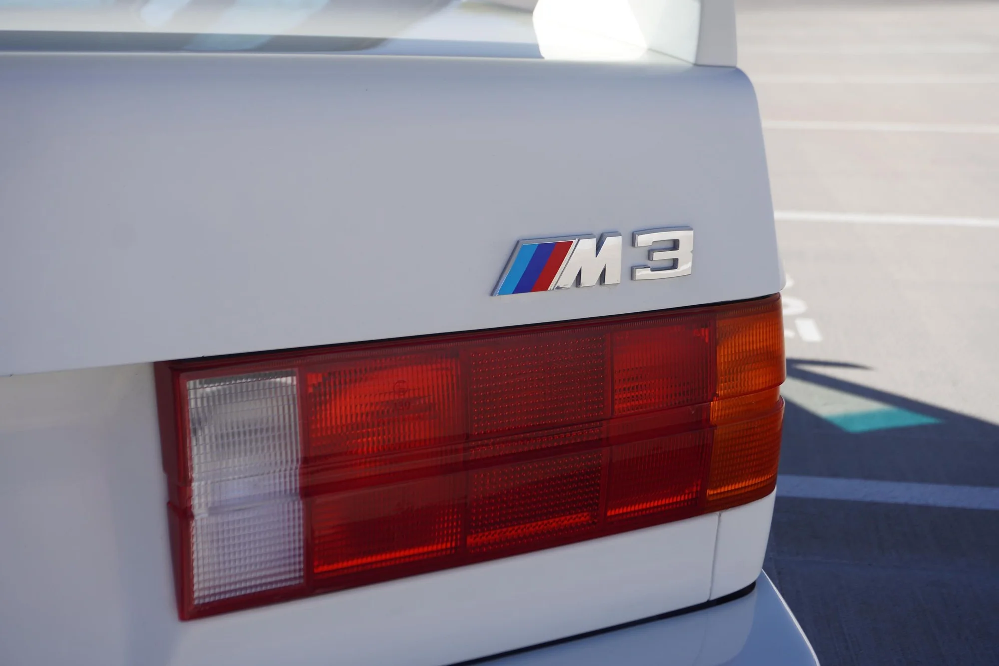 Classic BMW M3 Rear Badge Detail - bmw, m3, m-badge, white, rear-light, classic