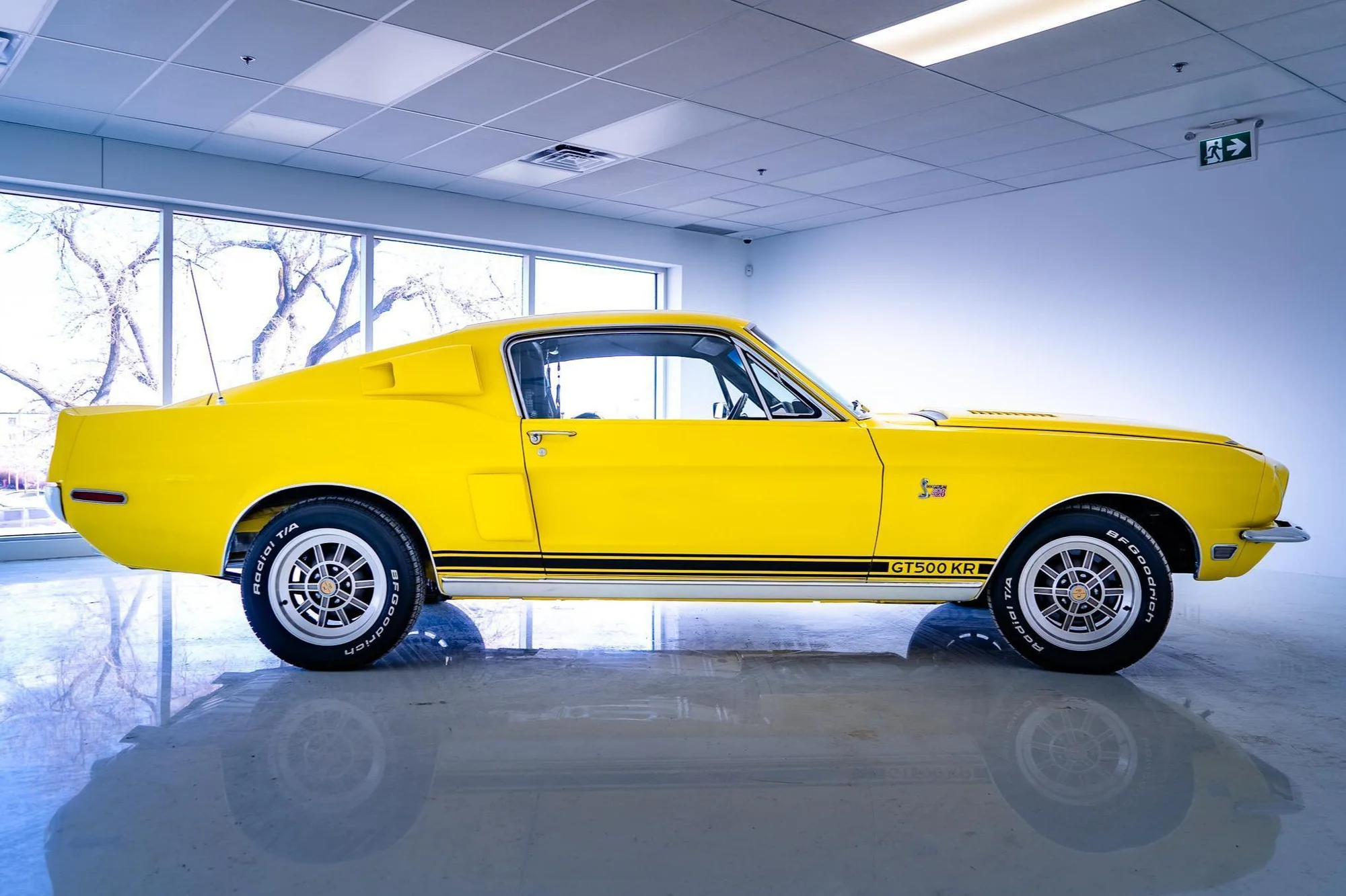 Bright Yellow Ford Mustang GT500 - ford, mustang, gt500kr, 1968, fastback, gt500
