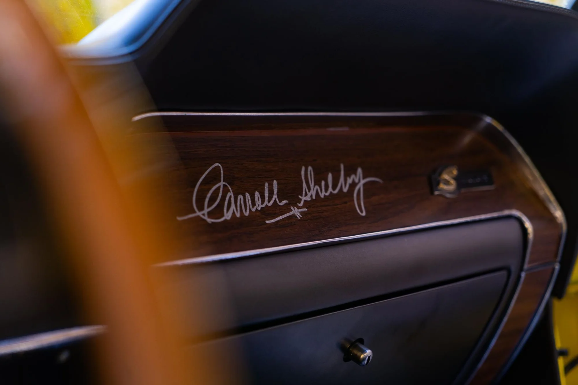 Carroll Shelby Signature Detail - carroll shelby, shelby, signature, dash, wooden, classic-muscle