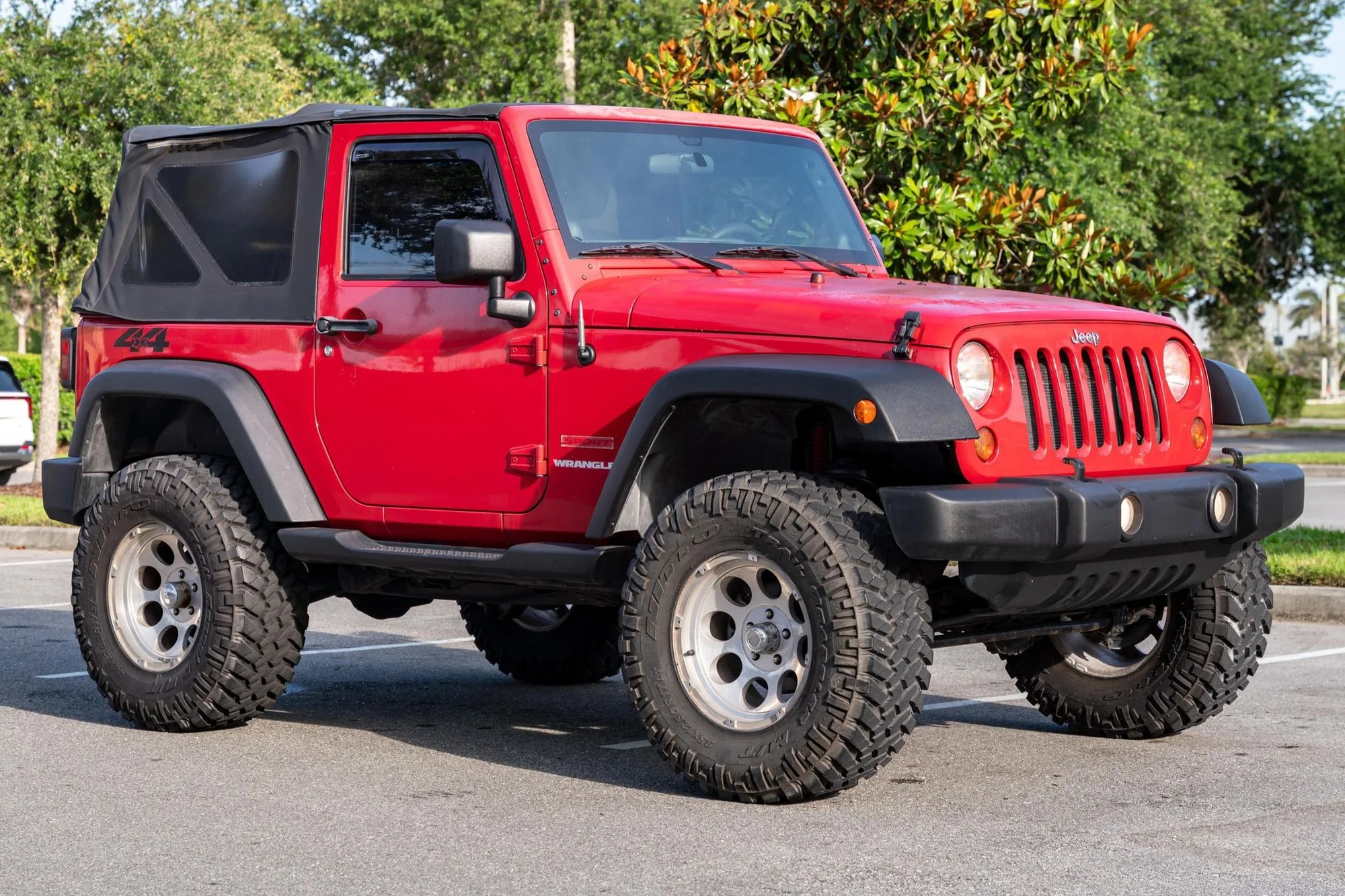 Red Lifted Jeep Wrangler with Custom Wheels - jeep, wrangler, tj, red, lifted